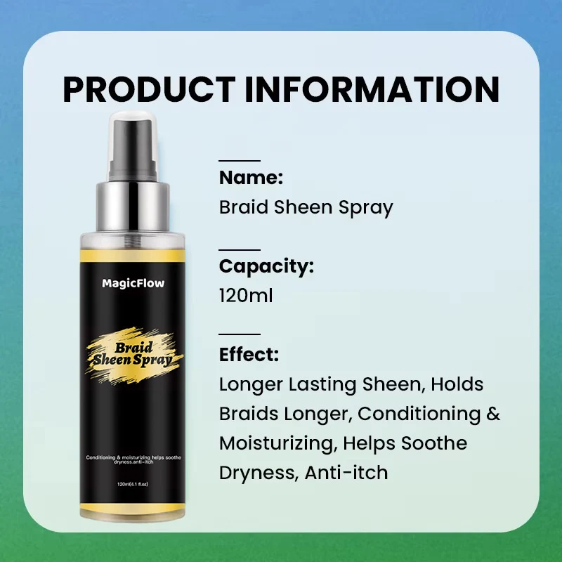 Braid Sheen Spray con olio di cocco per Dreadlocks Care styling spray 4.1oz cuoio capelluto per nutrire il cuoio capelluto Spray per la cura dei capelli Extra Shine