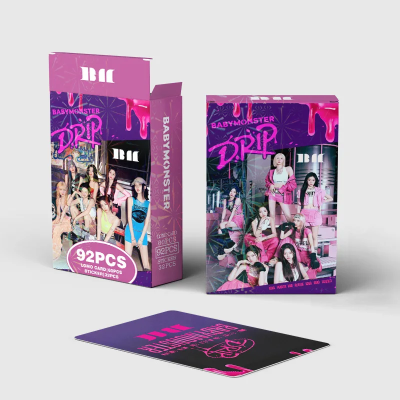 92Pcs/Set BABYMONSTER Girl New Album DRIP Series HD Printed Photocards RUKA HARAM RORA ASA AHYEON Sticker Lomo Cards Fans Gifts