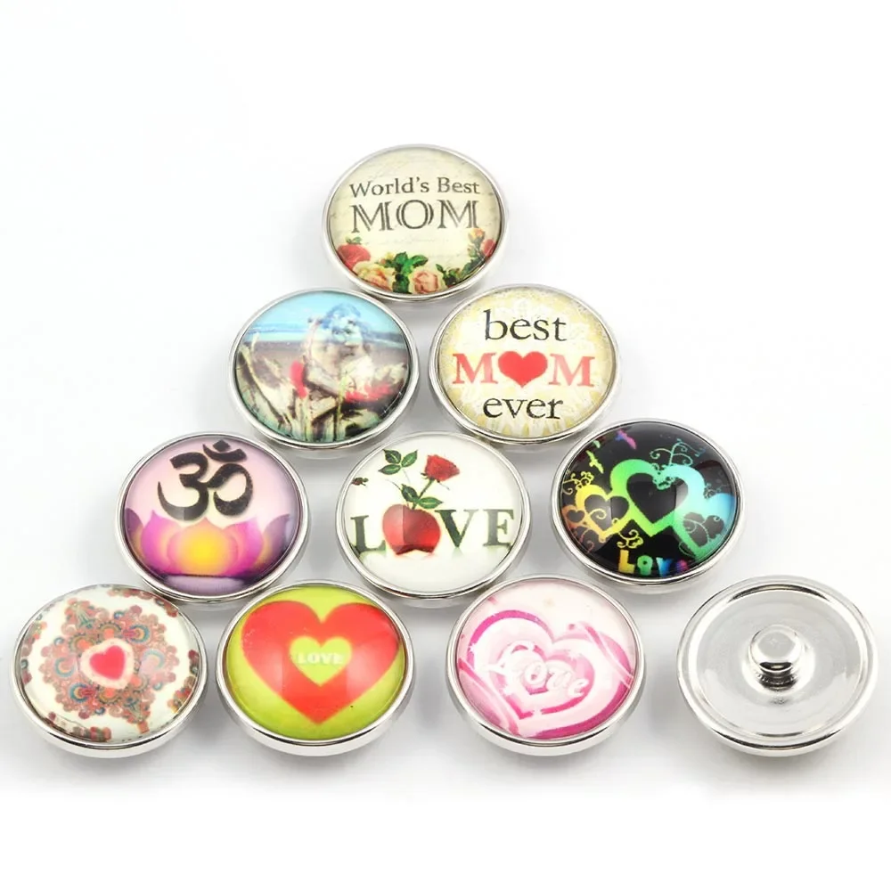 50pcs/lot Clearance Price Mixed Color 18mm Metal Glass Crystal Snap Button Jewelry DIY Charm Bracelet Necklace Wholesale