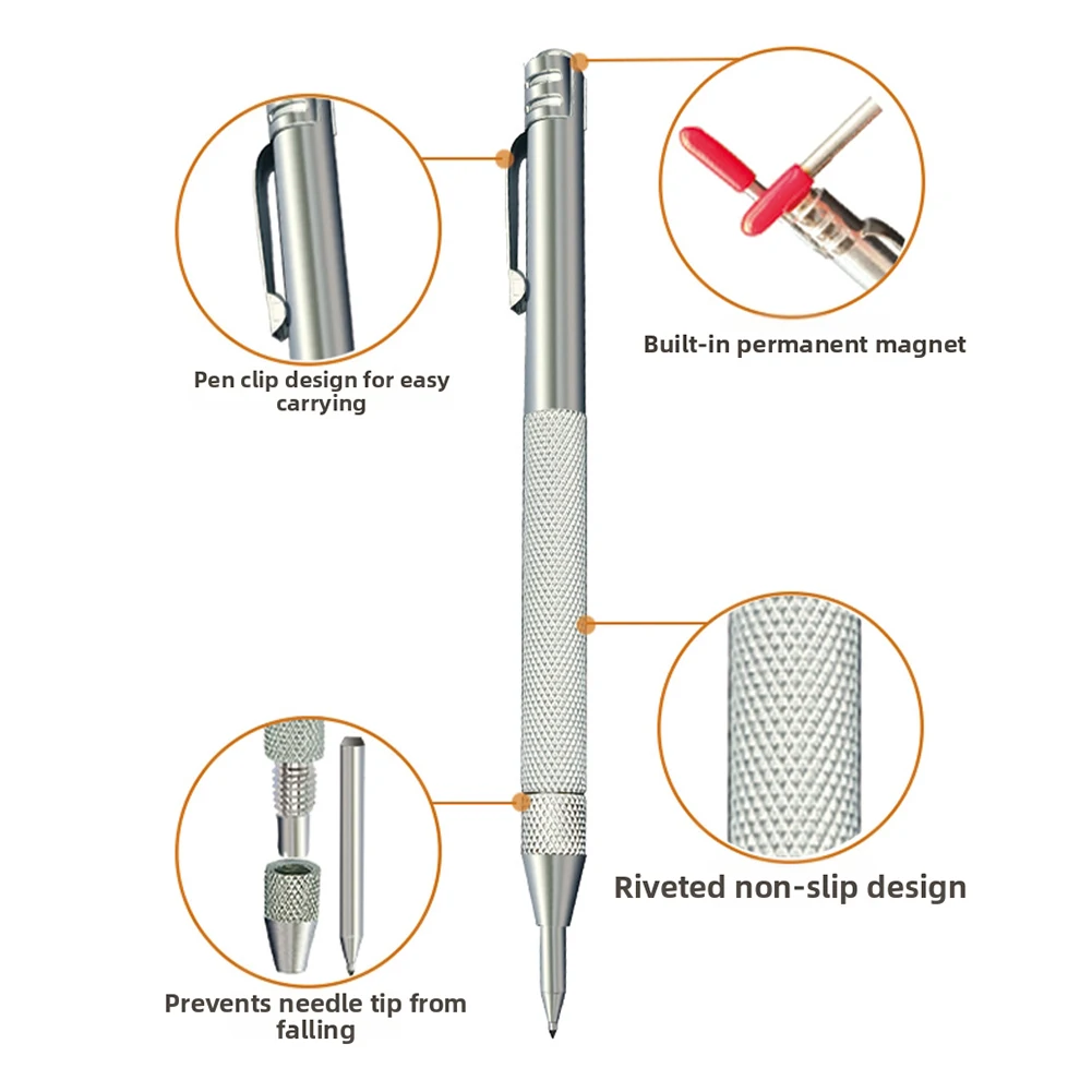 

Magnetic Cap Scribing Pen Kit with Replaceable Carbide Tips and Steel Stylus for Precise Marking and Engraving