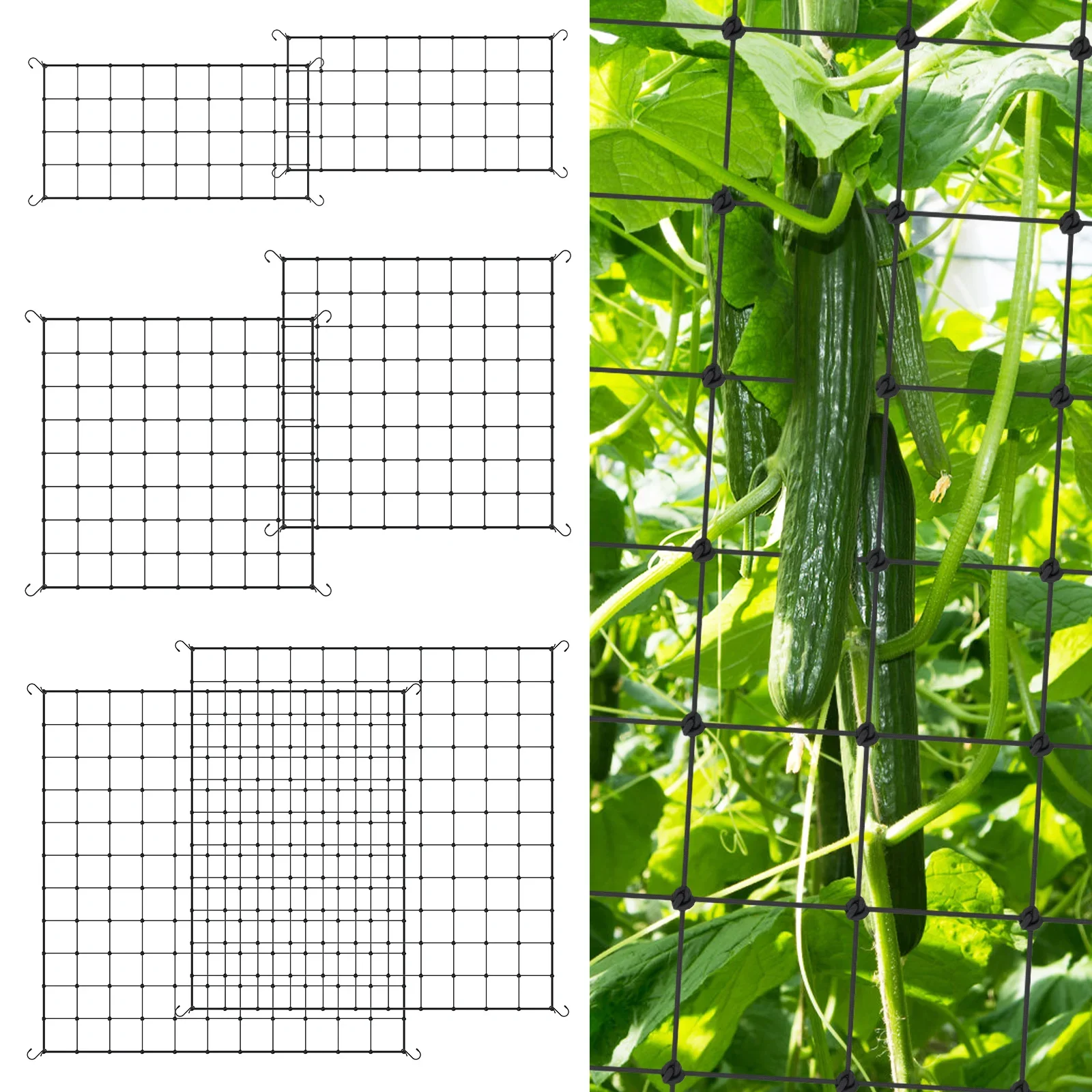 2 Pcs Plant Grow Tent Trellis Netting Elastic Trellis Net with Hooks Garden Vegetation Plant Climbing Support Flowers - view 2