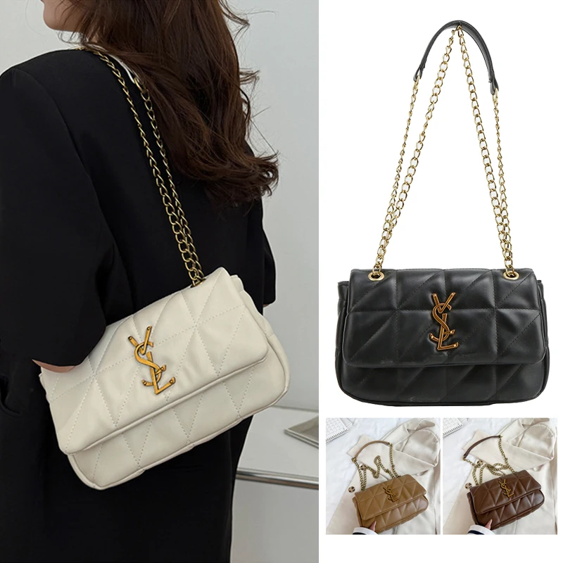 

High end 2025 new Korean style temperament diamond grille style crossbody bag, fashionable chain shoulder bag, niche women's bag