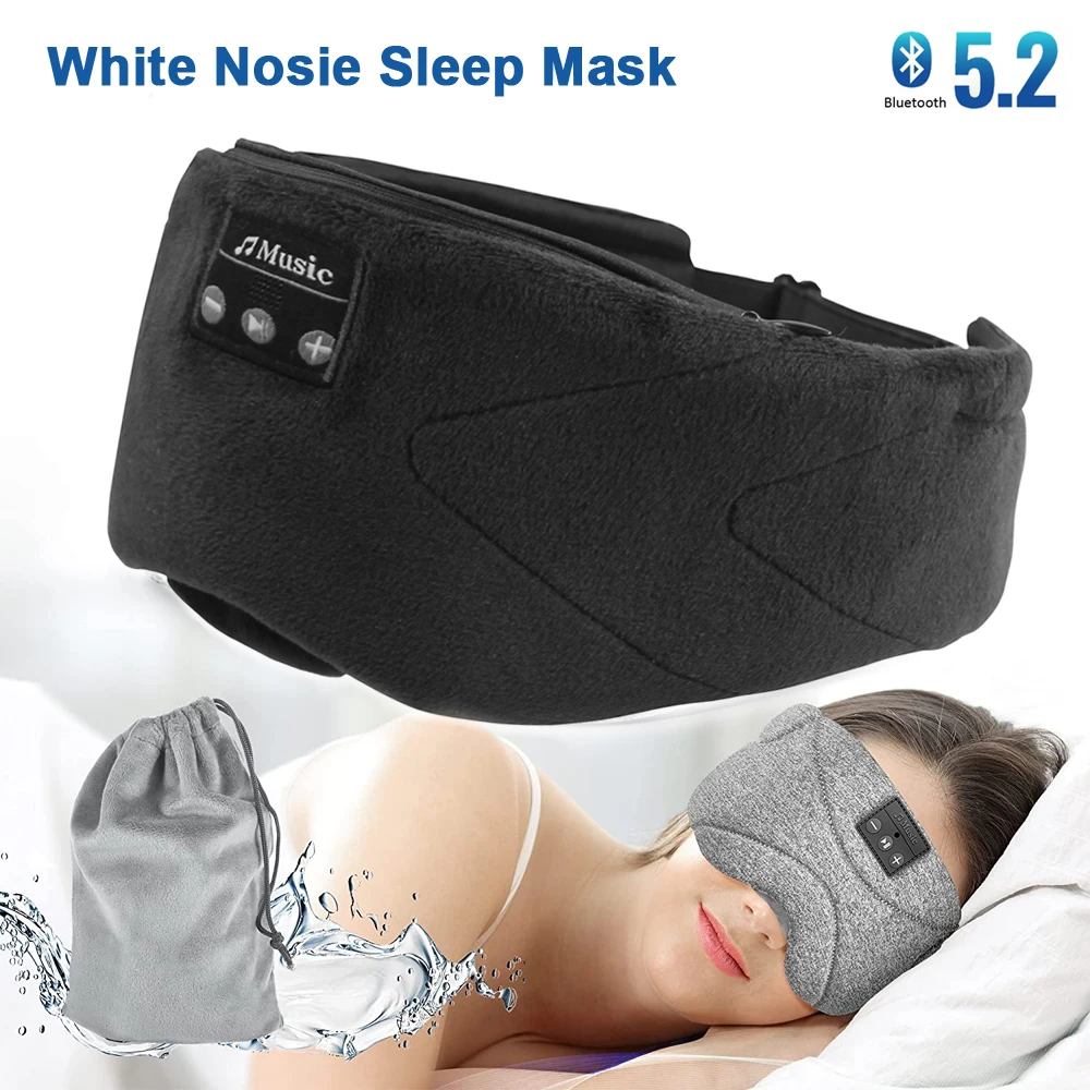 5.2Bluetooth Sleeping Headphones Sleep Mask 24White Noise Blackout Light Ice-Feeling Extra Soft Lining Sleep Eye Mask Ultra-Thin