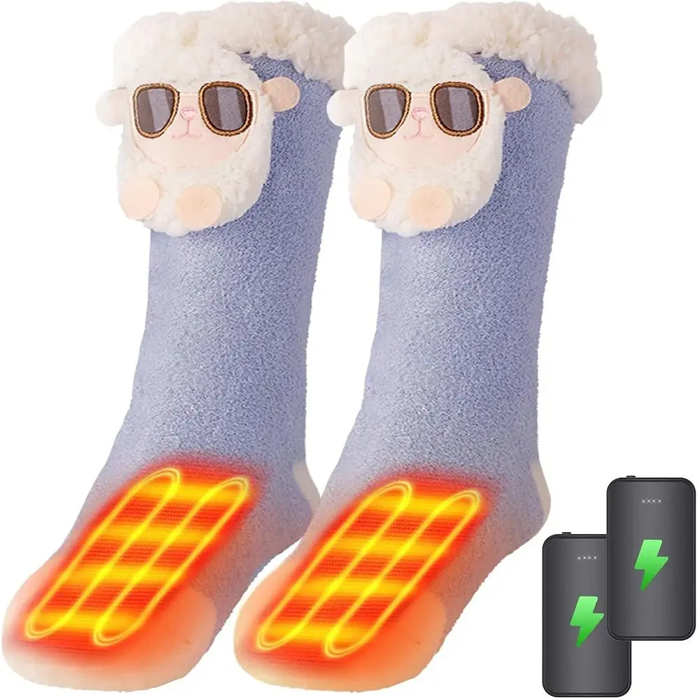 Heated Women Heated Socks Thickening Electric Foot Warmer 3 Heating Levels with 4000mah Battery