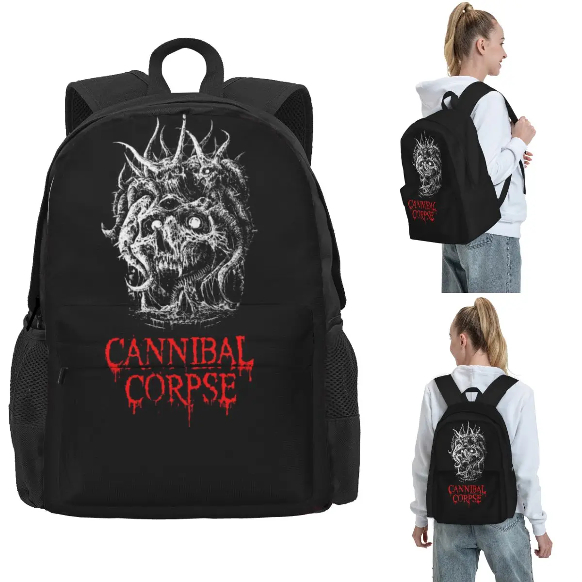 

Металлические рюкзаки для скейтборда Cannibal Corpse, сумка для книг для мальчиков и девочек, большая вместительная детская школьная сумка, рюкзак для ноутбука, сумка на плечо