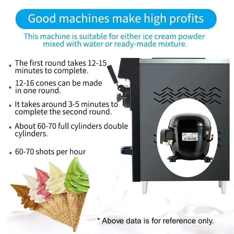 

12L/H Icecream Mini Small Cup Italian Softy Soft Serve Ice Cream Machine Maker Prices Home Use Homemade China Ice-cream Making M
