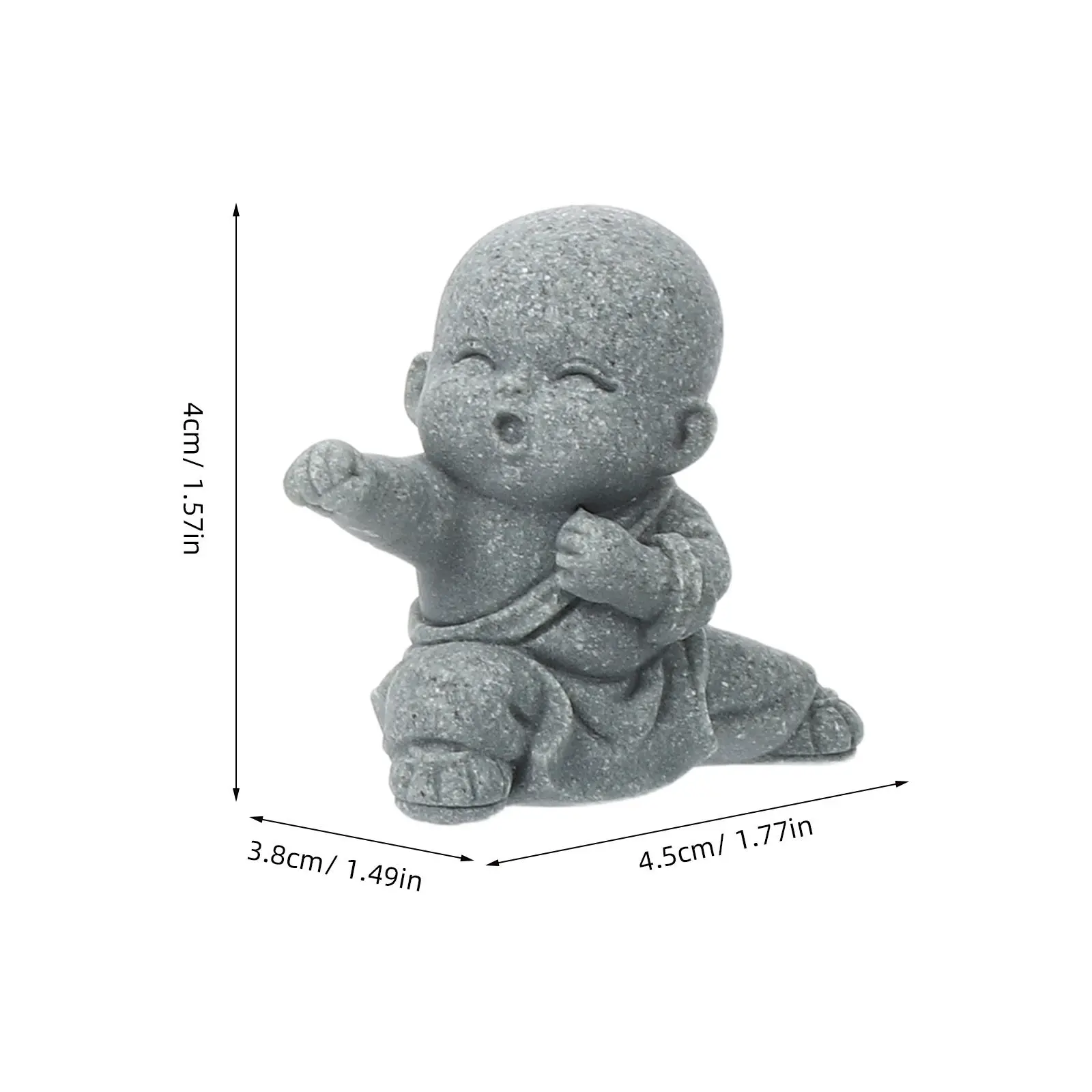 4Pcs Feng Shui Sandstone Baby Buddha Statues Kung Fu Monk Sculpture Desktop Decor Small Statue for Home Bookshelf Car Dashboard