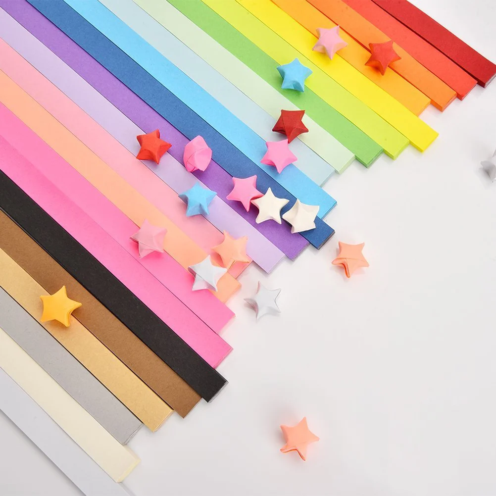 1080Pcs Folding Star Paper Kit 27 Color Variety Strong Tear-Resistant Sheets for Fun Handmade Projects Star Origami Paper