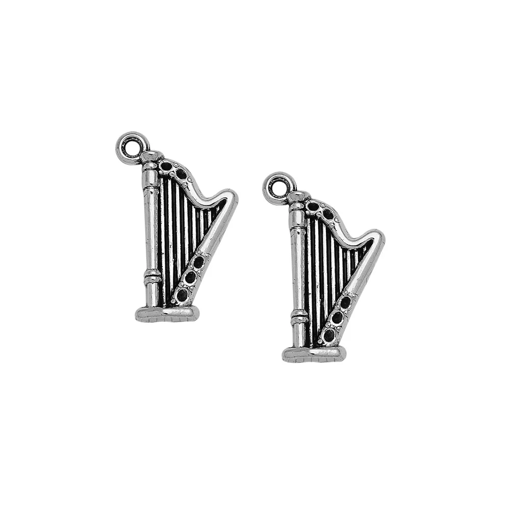 20pcs/lot--24x15mm Antique Silver Plated The Harp Charms Musical Pendants DIY Supplies Jewelry Making Findings Accessories