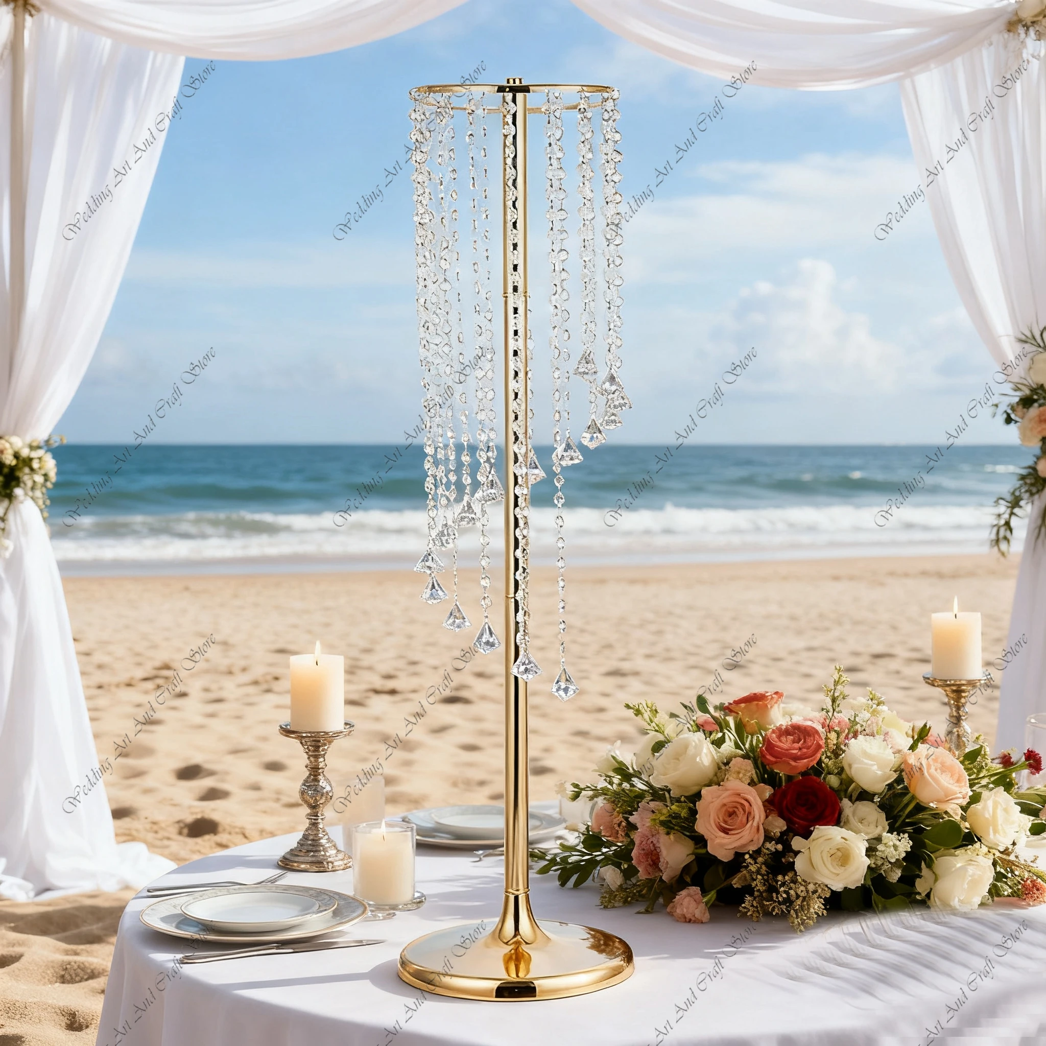 

10 шт., 60-120 см f30, золотые вазы для центральных предметов, хрустальная подставка для цветов, столы для свадебной вечеринки, центральная часть с хрустальной подвеской ivy44