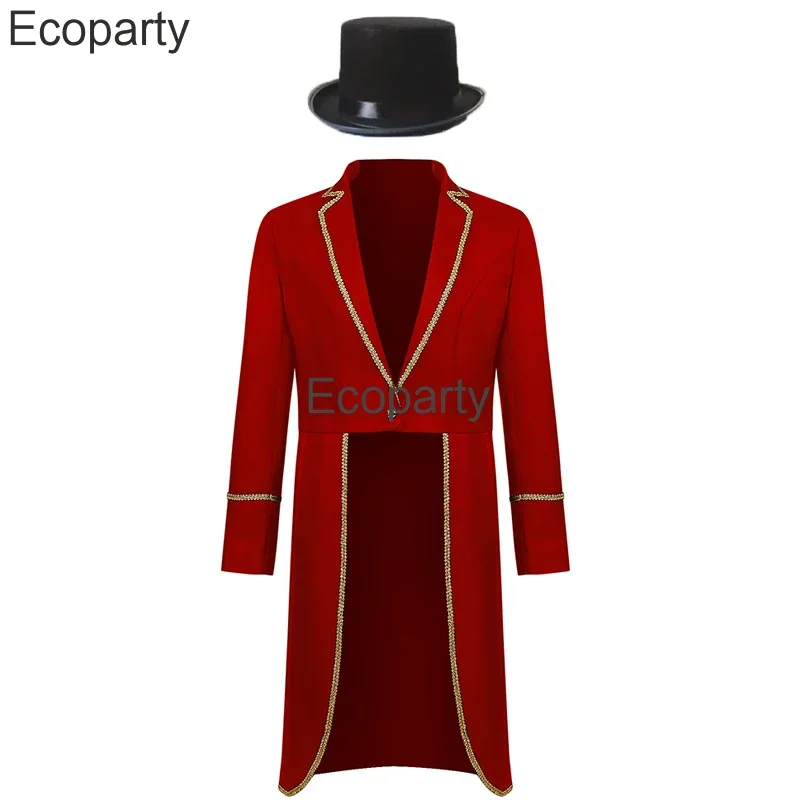 Halloween Steampunk Costume Tuxedo Jacket With Hat Men Medieval Vintage Magician Cosplay Costume Halloween Outfits Frock Coat