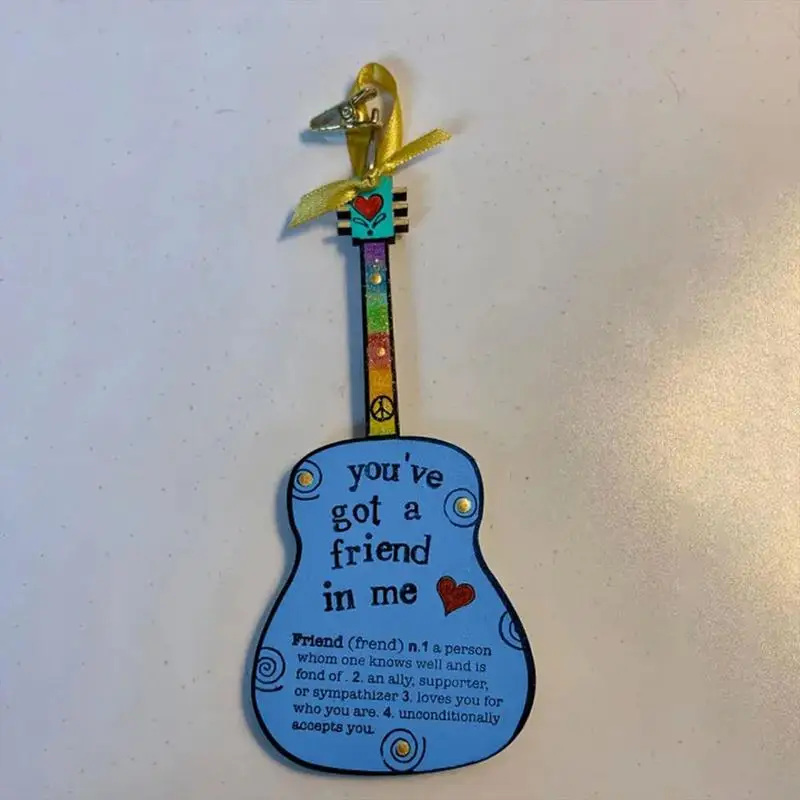 Friendship Guitar Ornament Window Decor Friends Ornament Wooden Friendship Decor You Got A Friend In Me Encouragement Keepsake