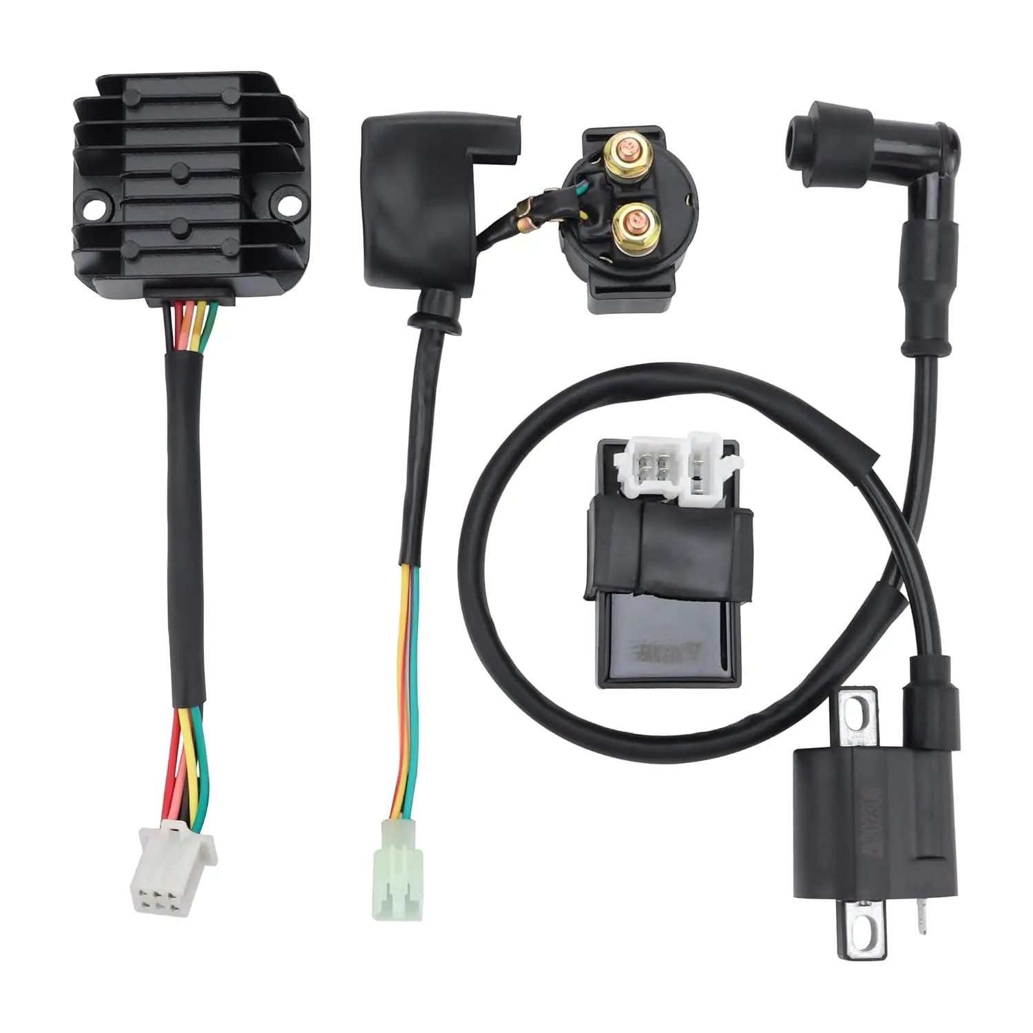 Ignition Coil 6 Pin AC CDI Box 12V Voltage Regulator Rectifier Relay Kit CG125cc 150cc 200cc 250cc Vertical Engine Chinese ATV 4