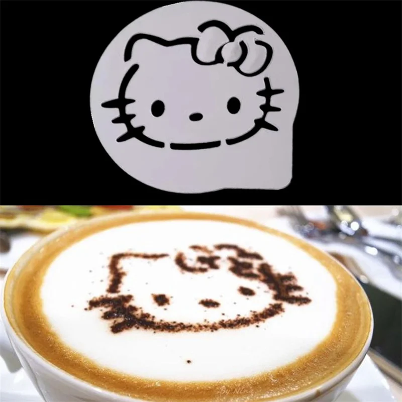 7.5cm Cartoon Sanrio Hello Kitty Cappuccino Latte Coffee Stencils Duster Cake Mold Spray Coffee DIY Art Stencils Dessert Decore