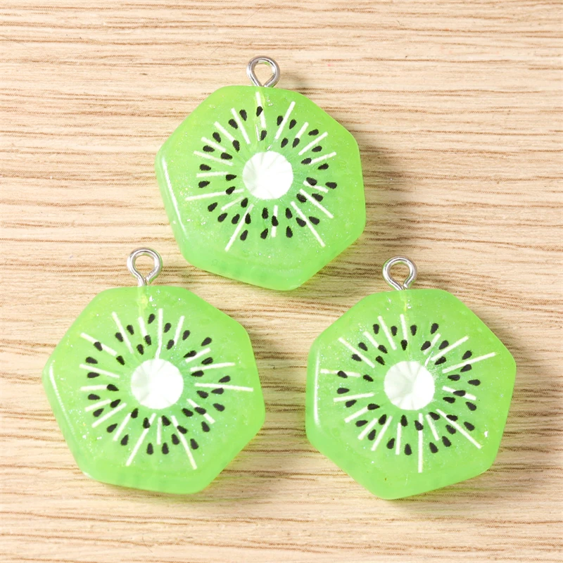 10 Stück Niedliche Fruchtscheiben-Anhänger aus Harz, Orange- und Wassermelonen-Charms für Schmuckherstellung, Halsketten, Ohrringe, DIY-Bastelbedarf – Detail 4