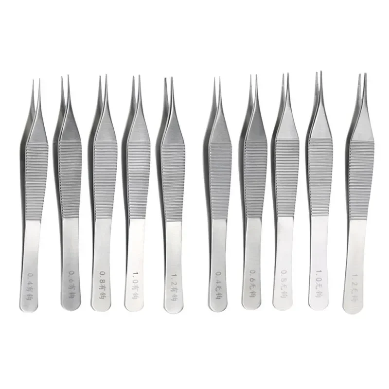 Pinça de tecido oftálmico de 12.8cm, pinça de plataforma com gancho sem gancho, instrumento oftálmico de aço inoxidável