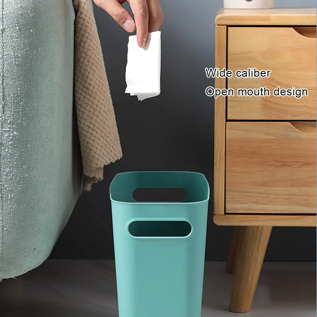 Slim Large Trash Can Wastebasket Garbage Container High-Capacity for Bedroom Kitchen Office Storage Bin Orange