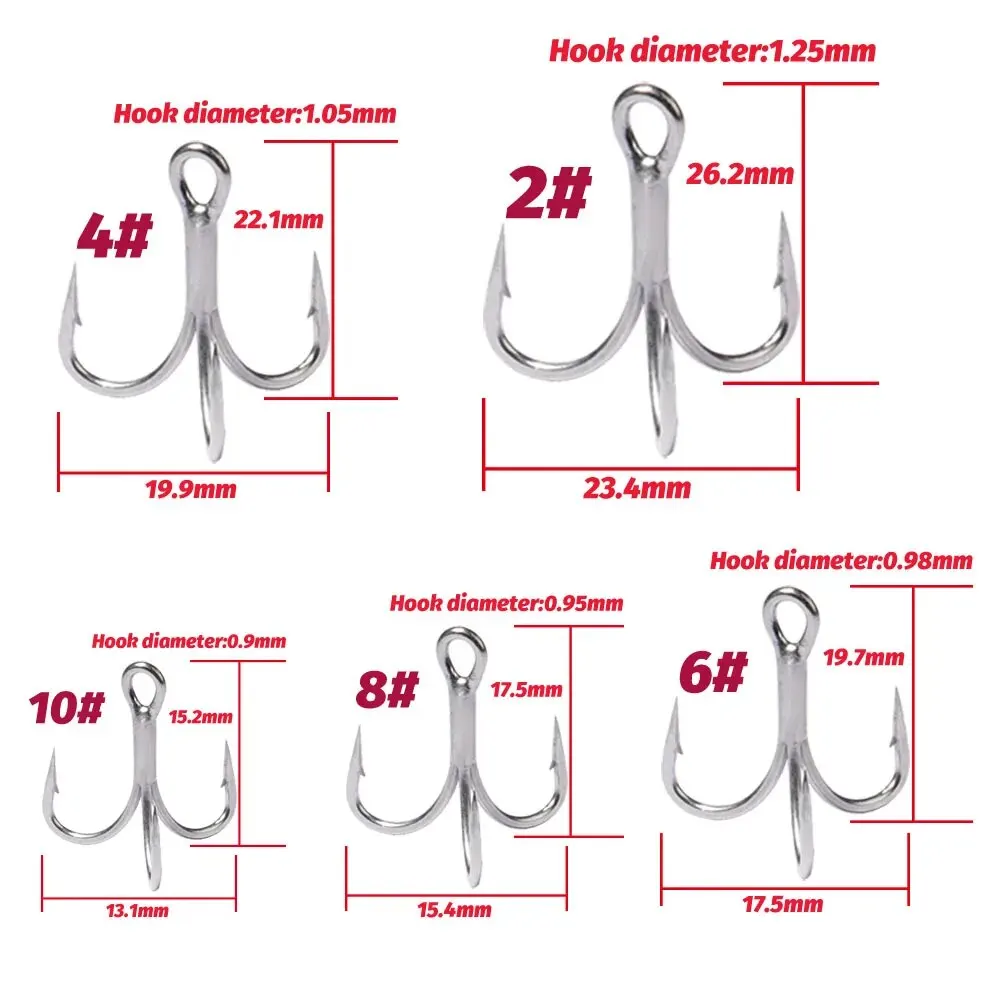 GOBAIT 20PCS Treble Hooks 2#-10# Fishhook Barbed Sharp High Carbon Steel Angle Nickel Antirust Tool Pesca Tackle Fishing Hook