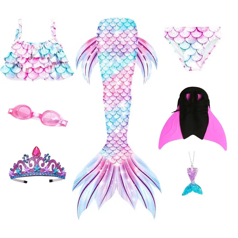 Mermaid Swimsuit Costume Cosplay Mermaid For Swimming For Girls Princess Bikini Set Beach Clothes Pool Swimsuit