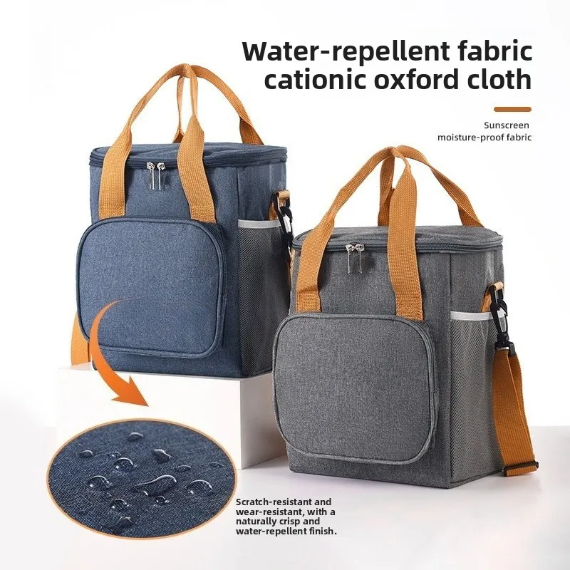 กระเป๋าใส่อาหารกลางวันแบบสองชั้น 1 ชิ้น ความจุขนาดใหญ่ เก็บความร้อน ป้องกันการรั่วซึม สำหรับผู้ชาย ผู้หญิง ทำงาน ปิกนิก โรงเรียน