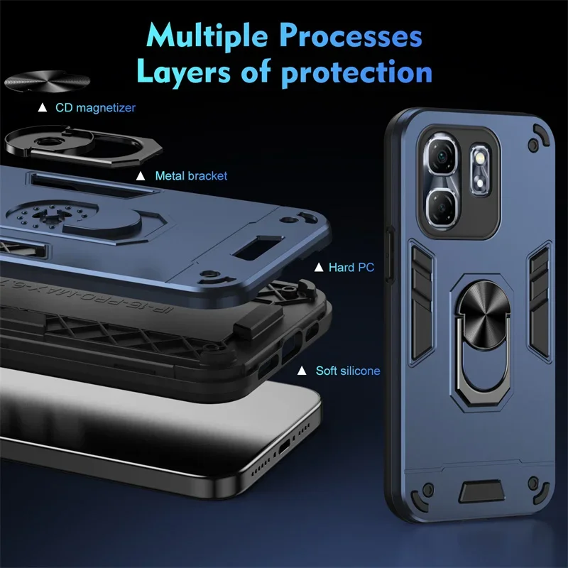 For Infinix Hot 50i 4G X6531 Armor Shockproof Ring Stand Cover Infinix Hot 50i Vehicle-mounted Anti-falling Mobile Phone Case