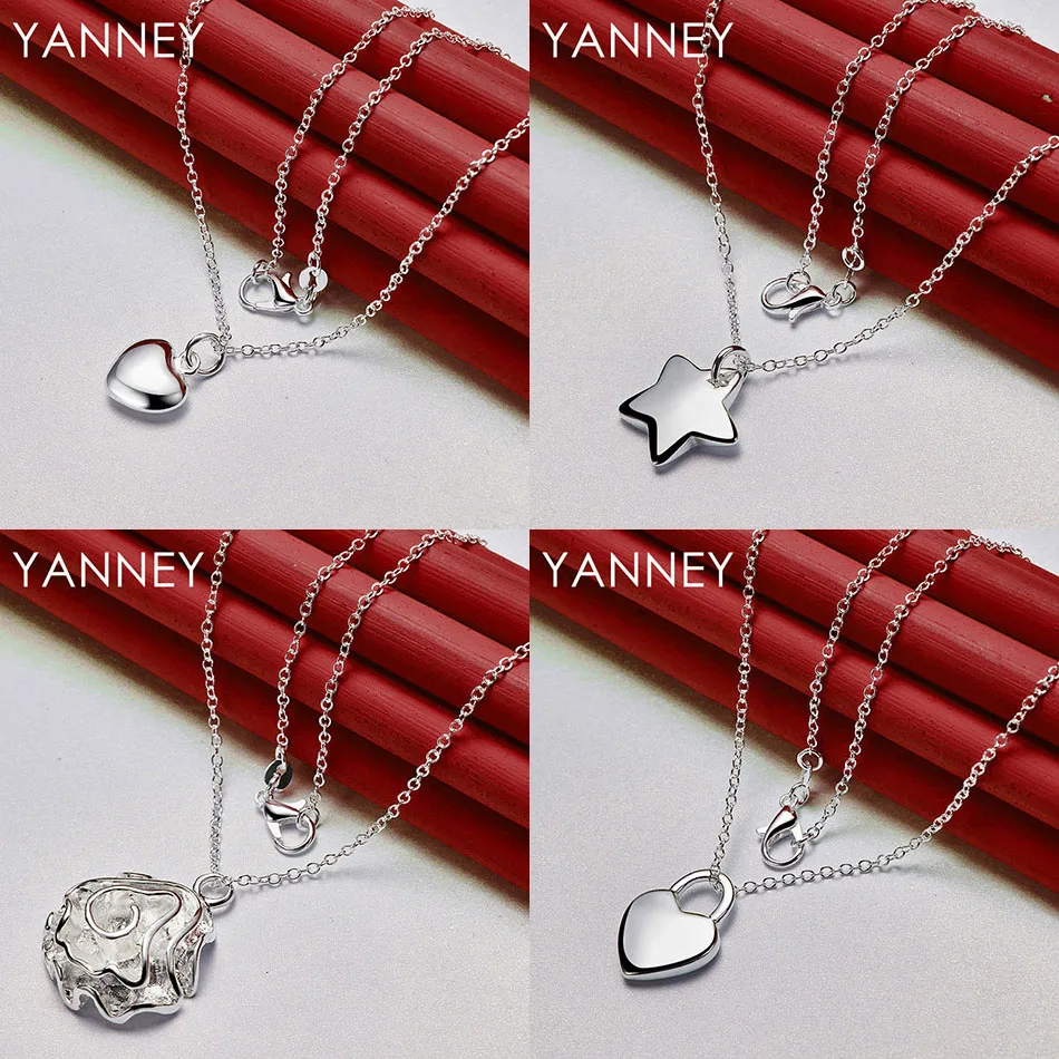 

Fashion 925 Sterling Silver 16-30 Exquisite Star Rose Pendant Necklace Women's Gift Elegant Party Wedding Accessories