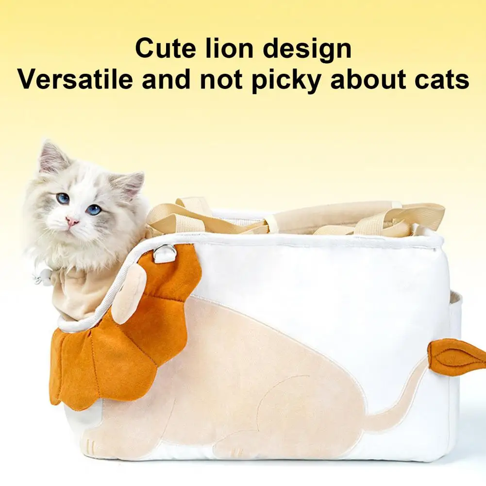 Breathable Cat Carrier Bag Cat Carrier Tote Bag Cute Lion Canvas Shoulder Purse Zippered Mesh Top with Adjustable Peek for Small