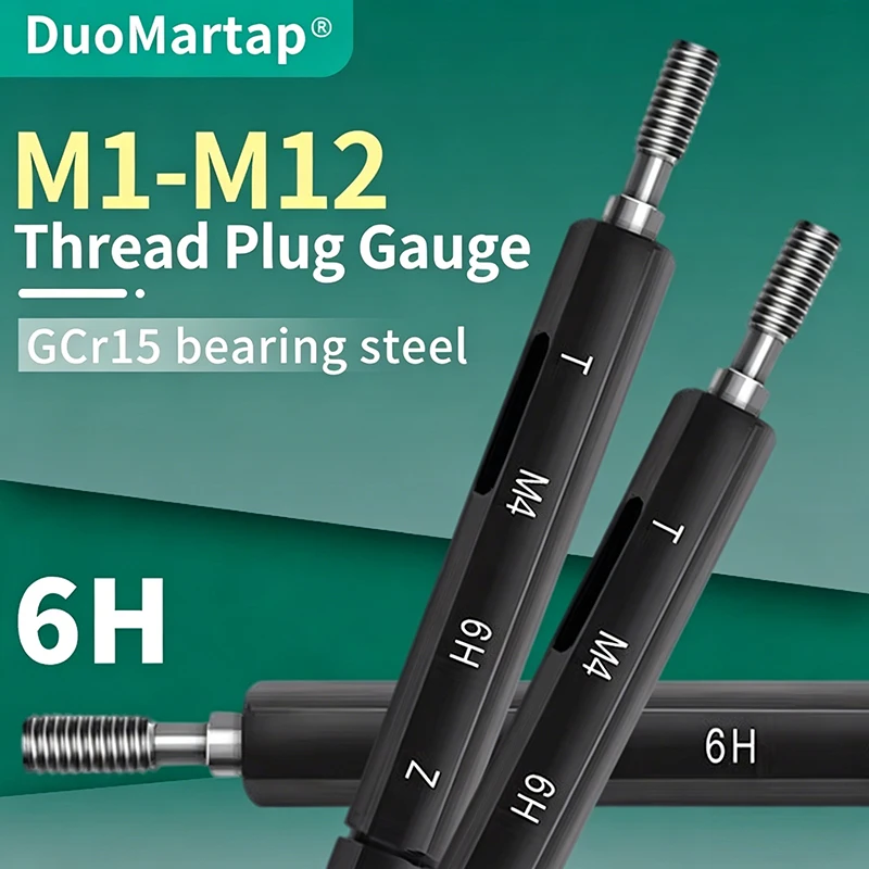 

Duo Martap 1 шт. 6H M1-M12 Стальной метрический резьбовой калибр-пробка для мелкой резьбы, высокое качество, оптом