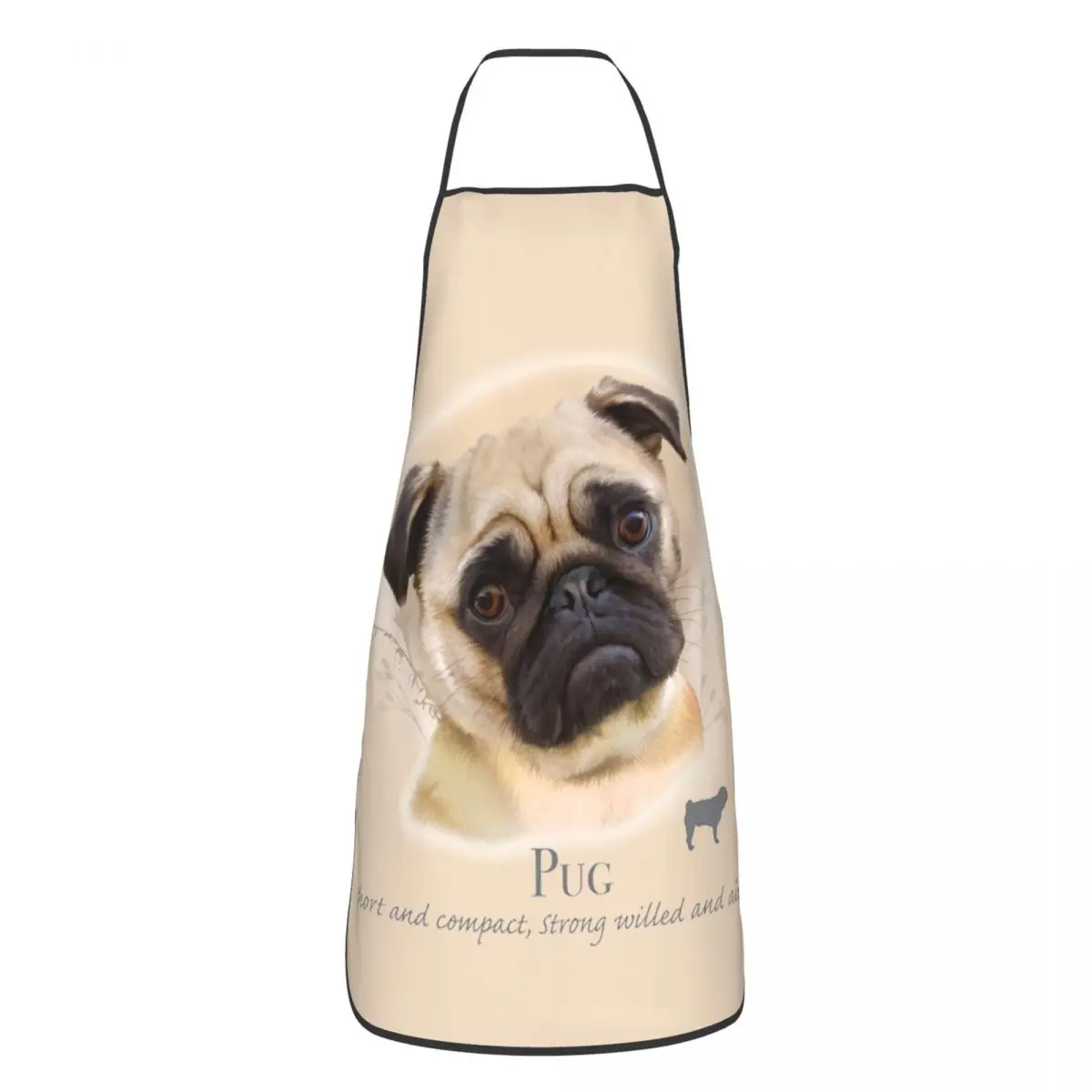 Funny Pug Dog Bib Apron Men Women Unisex Kitchen Chef Pet Animal Tablier Cuisine for Cooking Baking Gardening