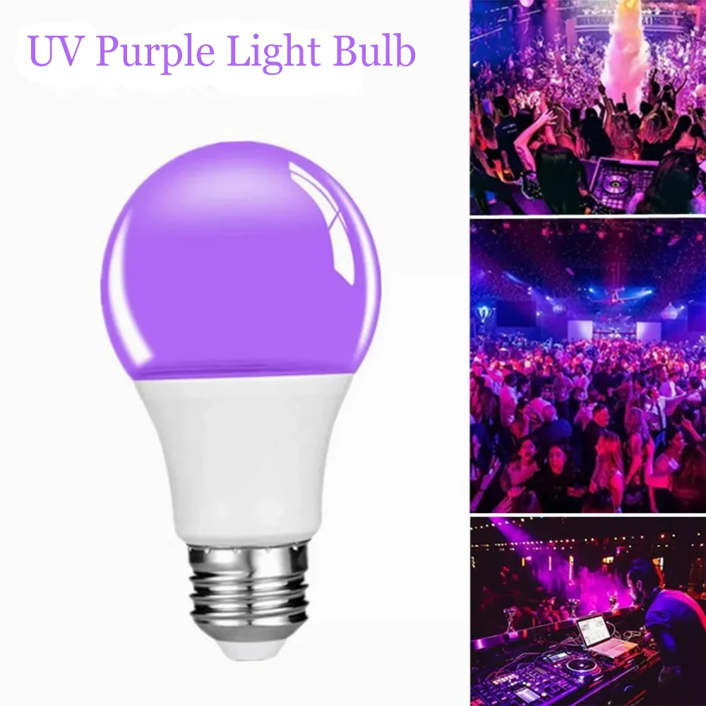 

UV Purple Light Bulb E27 9W LED Violet Ambient Lights For Party Bar House Fluorescent Atmosphere Decoration Lighting
