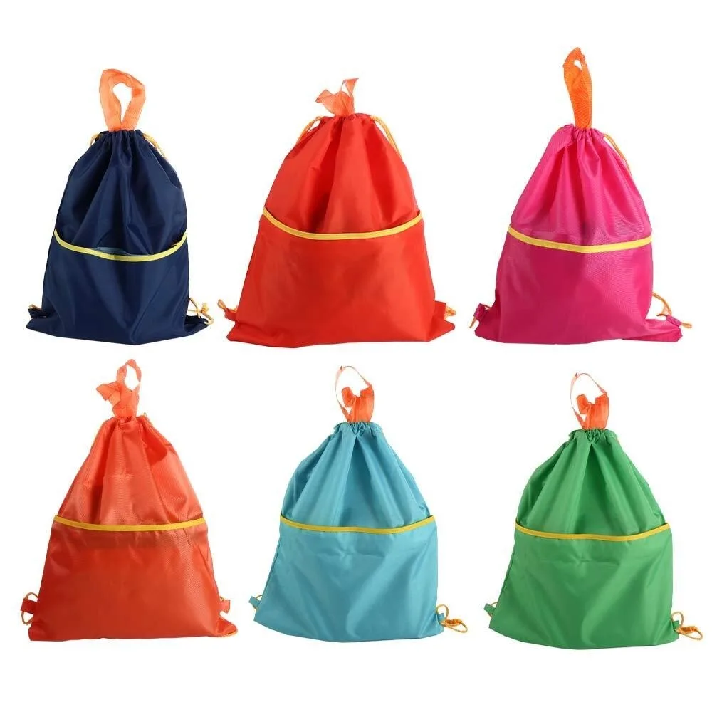 Drawstring Closure Waterproof Nylon Bag Nylon Material Portable Design Outdoor Sports Bag Lightweight Construction Two Pocket