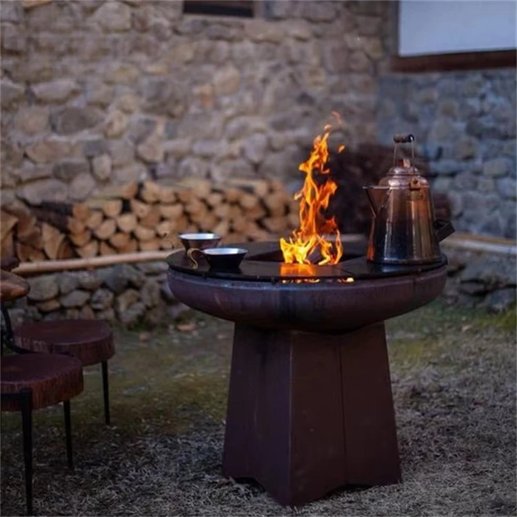 เตาบาร์บีคิวสำหรับตั้งแคมป์ เตาไฟสำหรับทำอาหาร พร้อมตะแกรงสำหรับย่างแบบใช้ฟืน