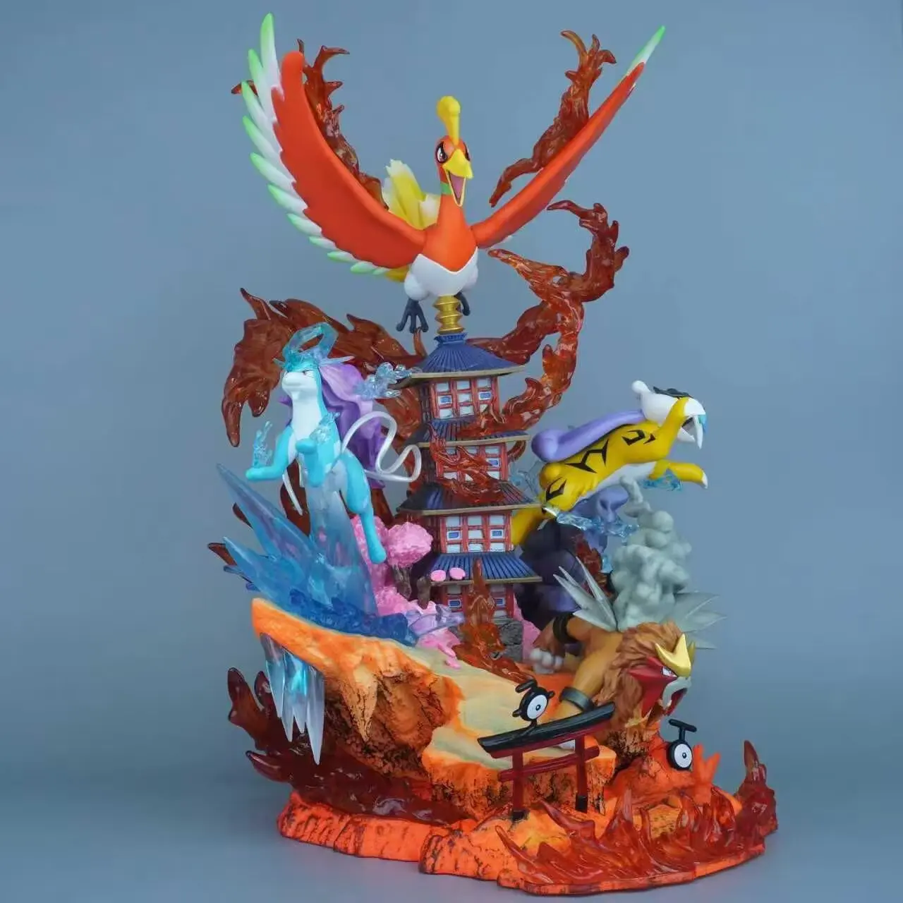 Estatua de Pokémon de Anime, tres bestias sagradas, Raikou Entei Suicune, figura de acción de PVC, modelo de juego coleccionable, juguetes para niños, regalos de muñecas de 40cm