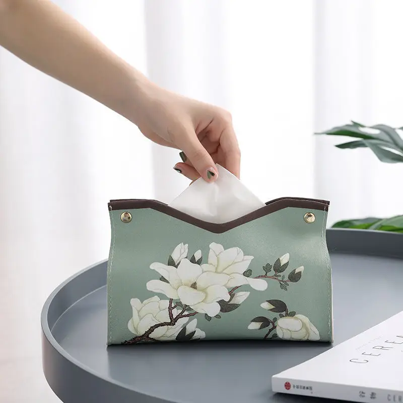 Paper Towel Box Folding Pu Leather Paper Towel Box With Bottom Napkin Holder Storage Box Home Living Room Decoration