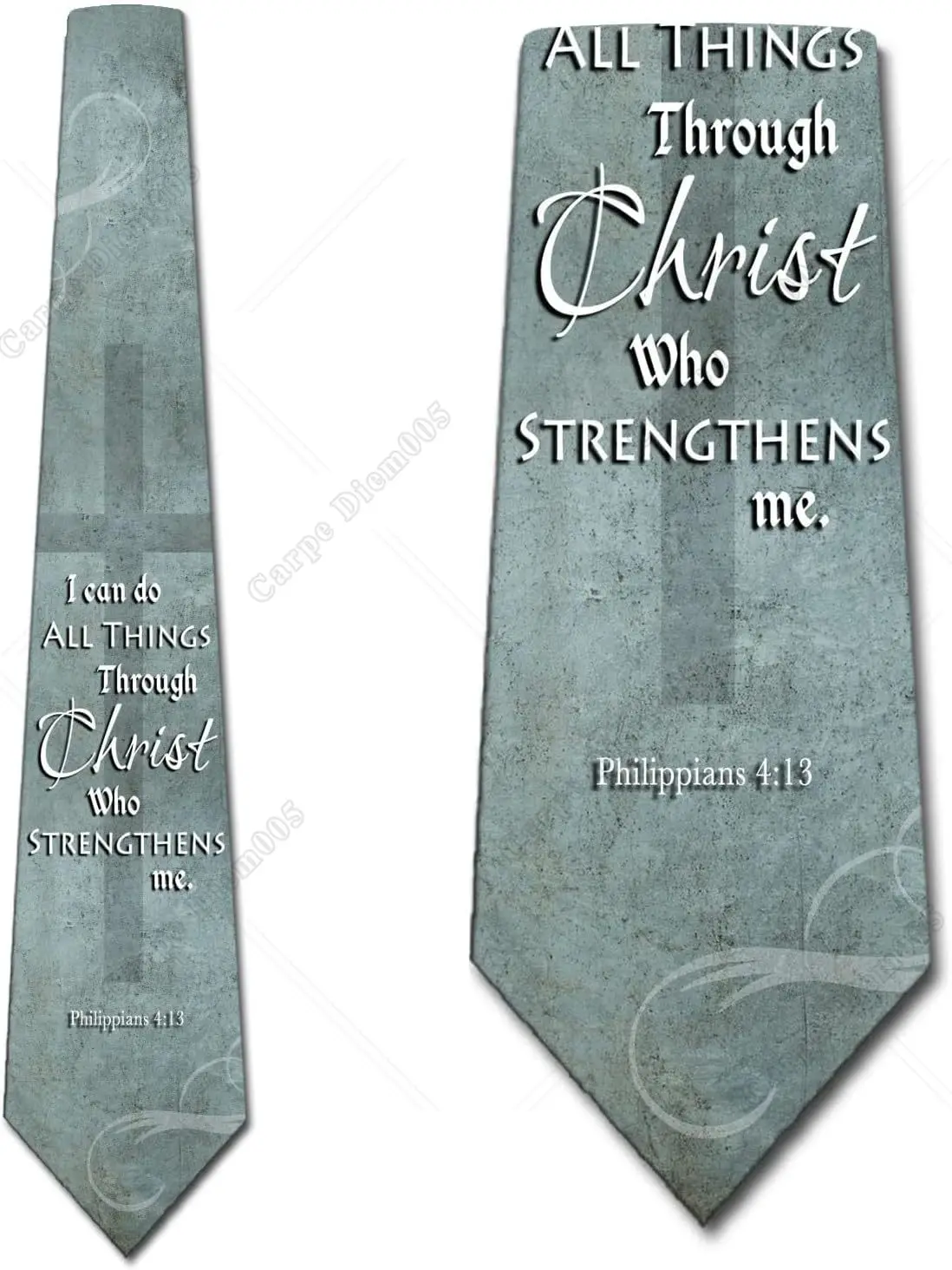 Three Rooker Christian Ties Mens Religious Necktie Philippians 4:13 Tie