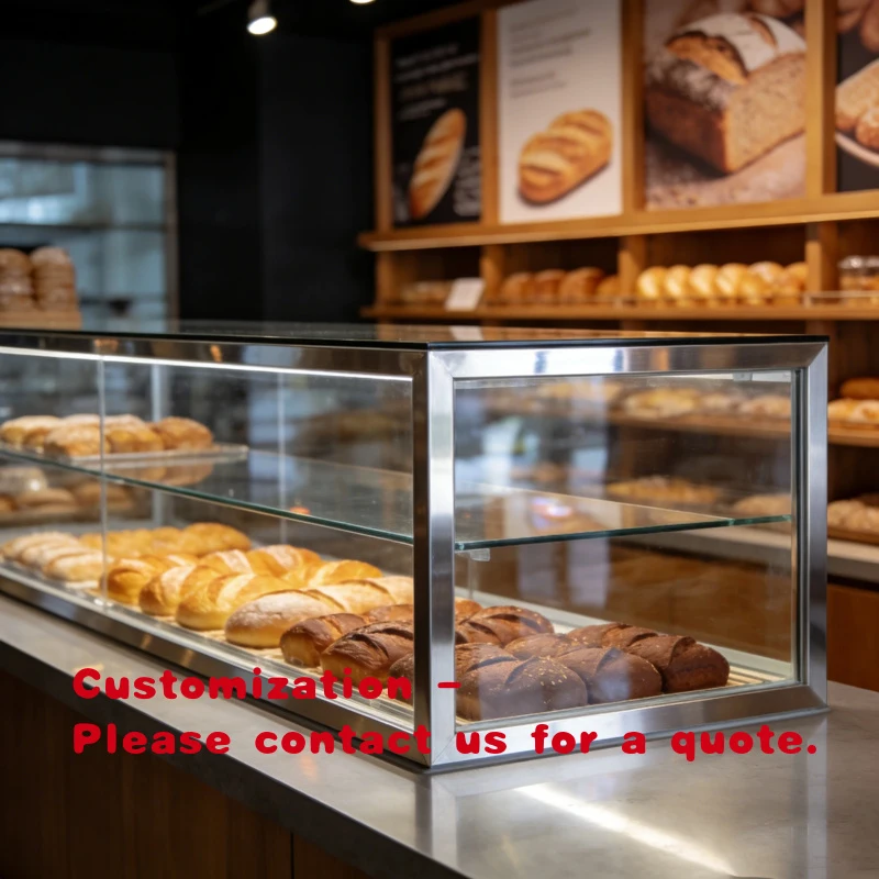 custom.Professional Coffee Shop Showcase Tempered Glass Panels  Display Rust-Resistant Metal Frame Customizable Color Size Custo