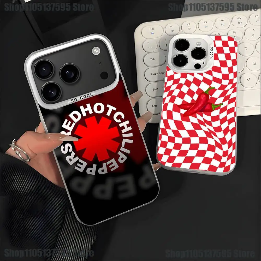 

R-Red Hot C-Chili Peppers Phone Case For iPhone 17,16,15,14,13,12,11,Pro,XS,Max,Plus,Mini,SE4,E White Matte Shockproof Cover