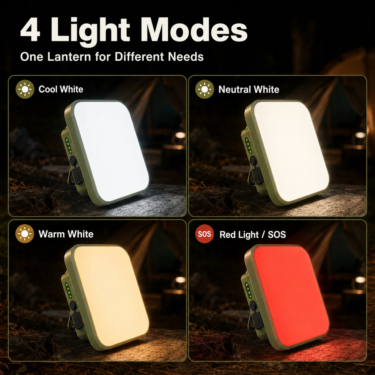 50W Rechargeable Camping Lantern 1700LM Portable LED Light 7200mAh Battery 4 Modes Magnetic Hook Tripod Tent Fishing Emergency