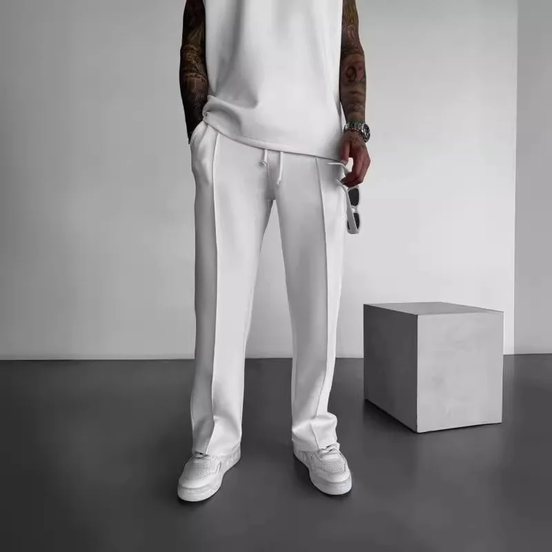 

2025 New European and American Men's Four-season Loose Straight-leg Sports Casual Trousers Hit Suit Pants