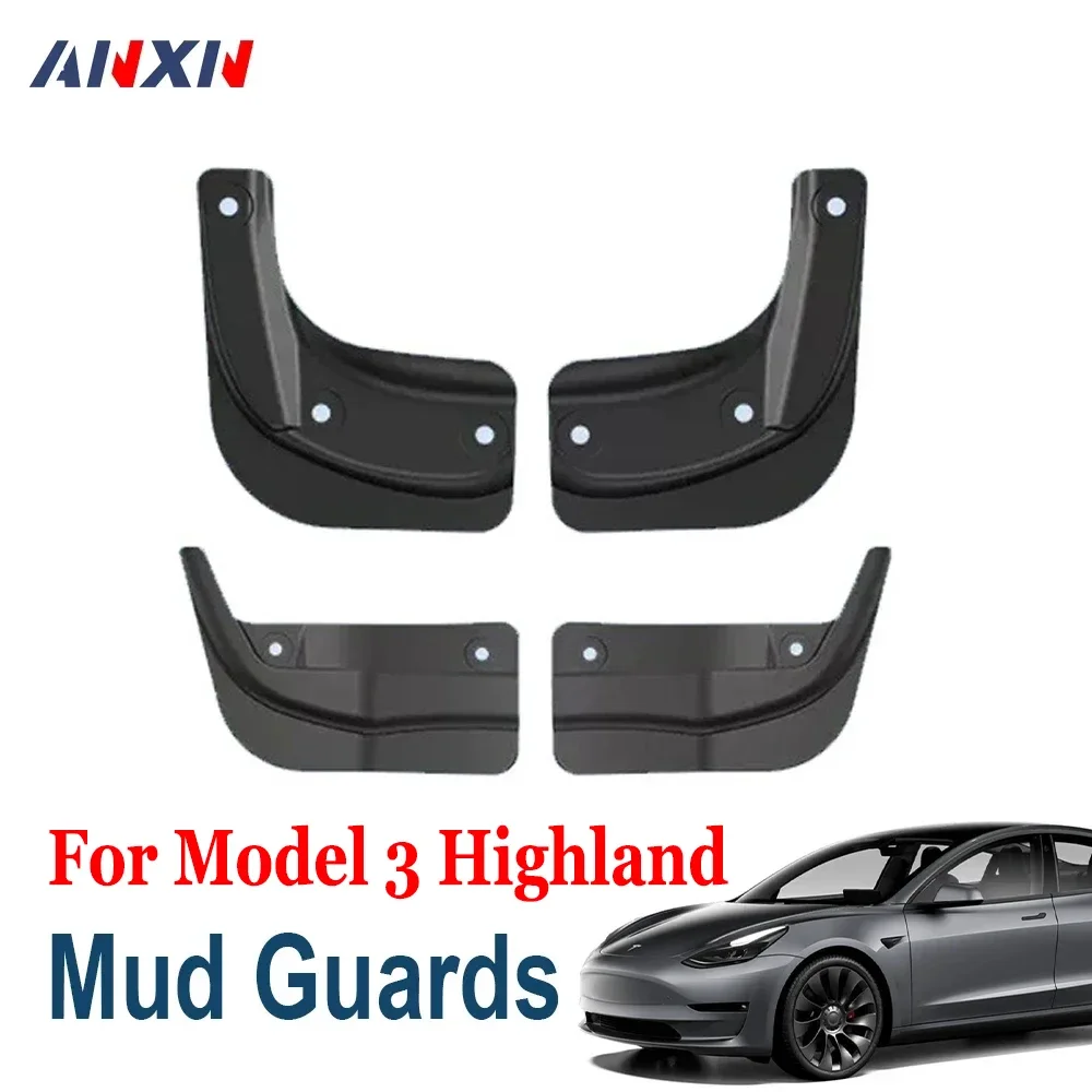 

Matte Black Splash Guards Mud Flaps for 2024 Tesla Model 3 Highland TPE Rubber Mudflaps No Need to Drill Holes Accessories