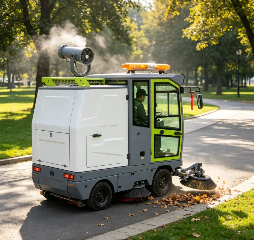 Multifunctional Electric Ride-On Outdoor Road Cleaning Machine Vacuum Water Spraying Dry Dust Removal for Factory/Parking
