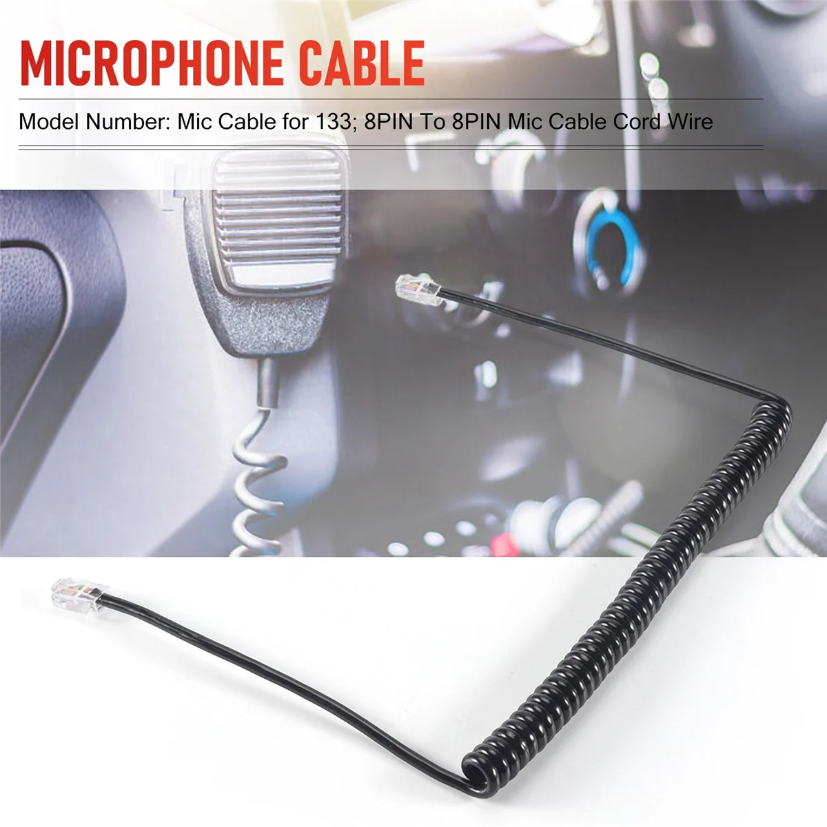 8pin Microphone Cable Cord for Icom Mobile Radio Speaker Mic HM-98 HM-133 HM-133v HM-133s DTMF for IC-2200H IC-2800H/V8000 XQF