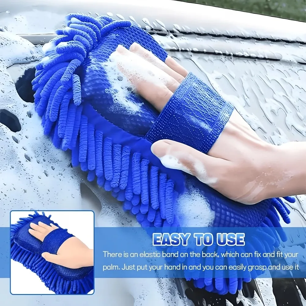 2Pcs Car Wash Microfiber Car Washer Sponge Cleaning Car Care Detailing Brushes Washing Towel Auto Gloves Styling Accessories