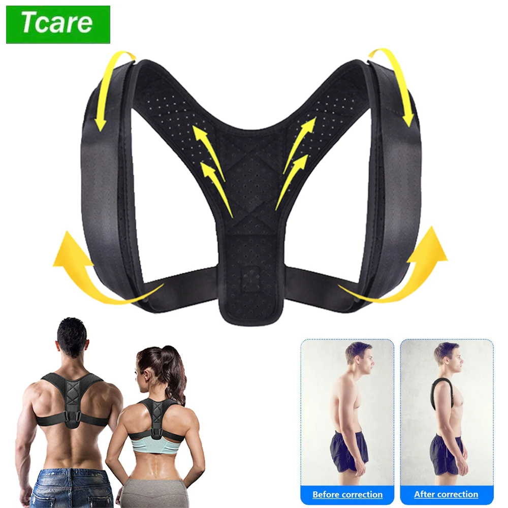 

Tcare Adjustable Back Shoulder Posture Corrector Belt Clavicle Spine Support Reshape Body Home Office Gym Upper Back Neck Brace