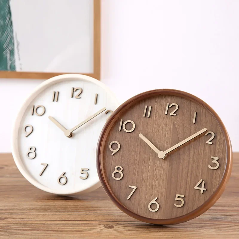 Nordic Pendulum Desk Clock Solid Wood Timepiece Silent Living Room Clock Minimalist Table Clock for Home and Office Decor