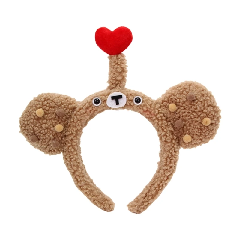 

Plush Hairhoop Face Washing Headband Music Festival Headwear Bear Ears Heart Hairband Festival Gathering Headpiece Dropship