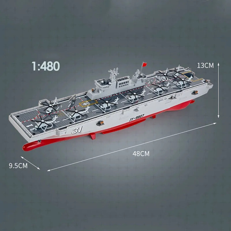 RC Hainan Amphibious Assault Ship Model Toy Gift Electric Remote Control Battleship Model Finished Product Aircraft Carrier