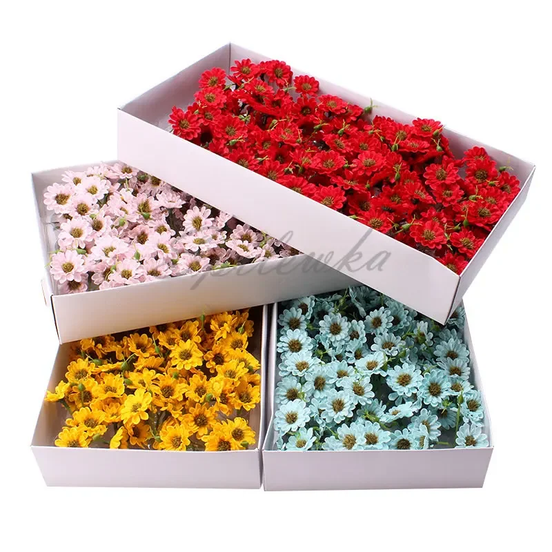 50pcs (3 Flowers Heads=1PCS) Artificial Chrysanthemum for Wedding Valentine's Day Bouquet Home Gift Box Decor Daisy Flower Heads