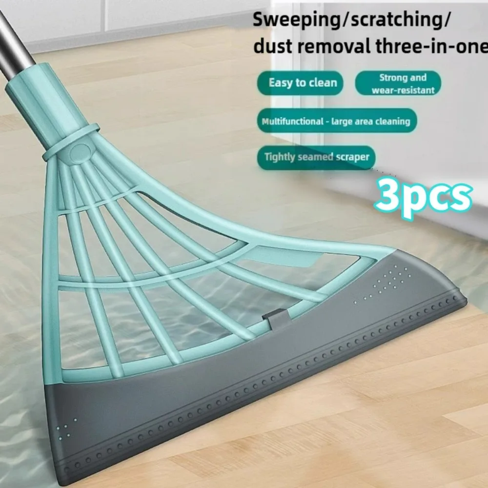 3pcs Silicone Floor Cleaning Broom Dust Removal with Out Sticking To Hair Squeegee Wiper Household Bathroom Floor Cleaning Tool