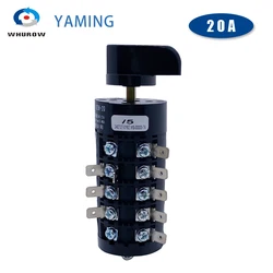 HZ5B-20/5 20A Five Poles Three Positions Universal Changeover Rotary Cam Switch Electric Control Motor Silver Contact